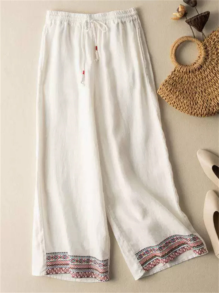 Women's Simple Ethnic Style Printed Comfy Wide Leg Pants