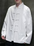 Men's Simple Chinese Style Cotton Blend Stand Collar Tang Suit Jacket