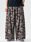Unisex Vintage Camouflage Printed Drawstring Wide Leg Pants