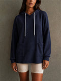 Womens Pullover Waffle Knit Hoodie with Pockets
