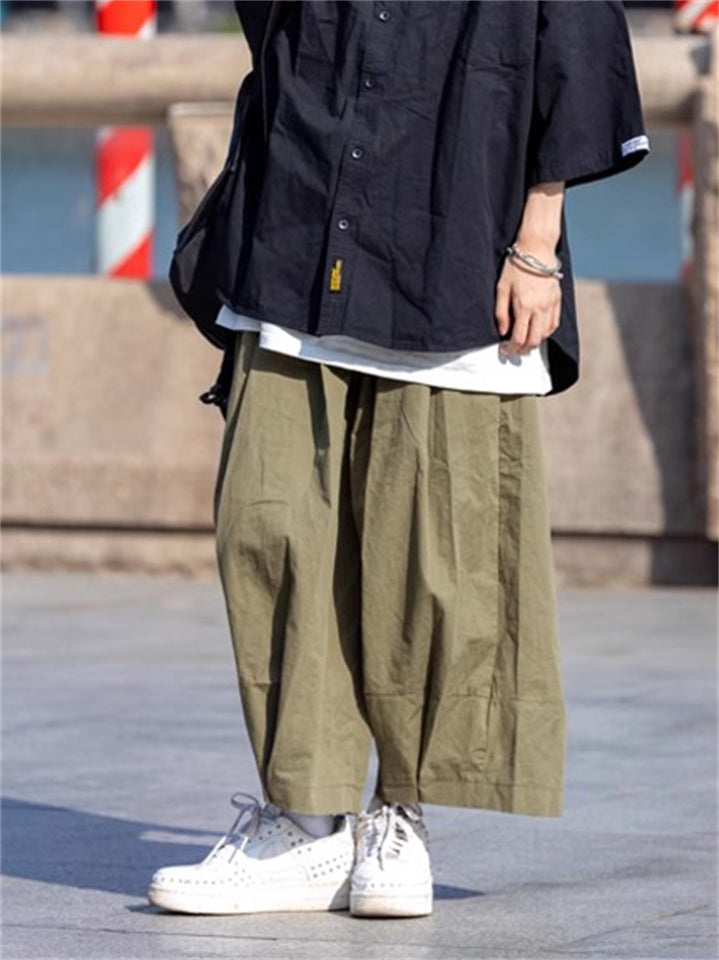 Japanese Style Summer Loose Casual Cargo Cropped Pants For Women