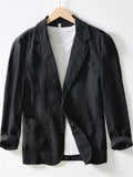 Men's Casual Solid Color Cotton Suit Collar Jacket