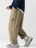 Men's Japanese Style Streetwear Loose Fit Straight Leg Cargo Pants with Pockets