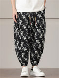 Men's Summer Chinese Style Butterfly Print Loose Fit Harem Pants