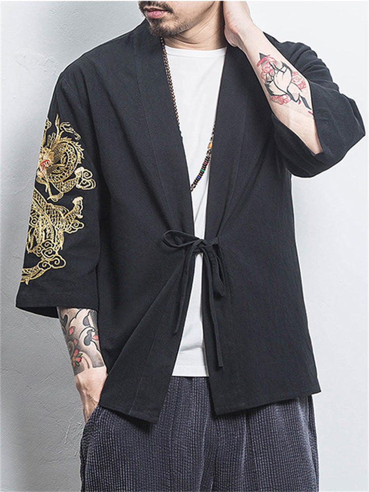 Men's Chinese Zen Style Crane Embroidery Cardigan Shirt