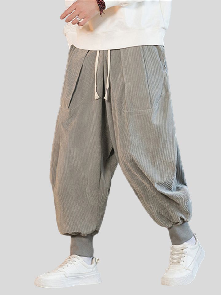 Men's Stylish Oversized Ankle Tied Corduroy Pants