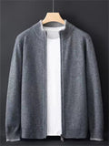 Men's Soft Contrast Trim Stand Collar Knitted Cardigan Jackets