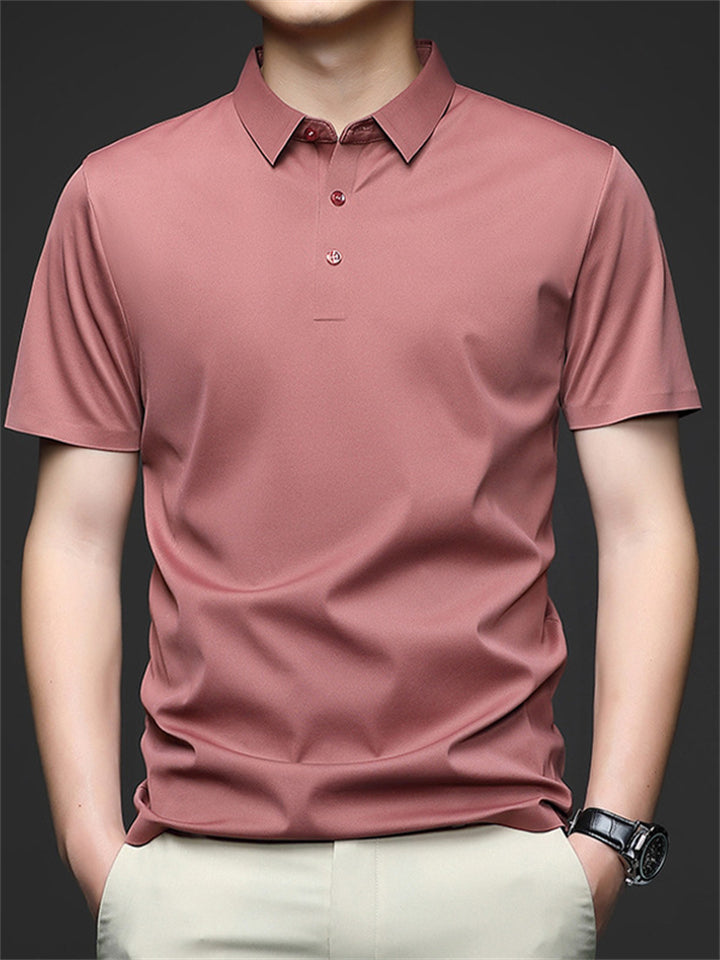 Summer Men's Seamless Cool Short Sleeve Polo Shirts