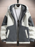 Casual Color Block Men's Winter Warm Fleece Lined Hooded Coat‌s
