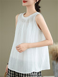 Summer Casual Women's Solid Color Round Neck Sleeveless Shirts
