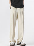 ‌Simple Comfy Spring Drawstring Loose Wide Leg Casual Pants for Men‌