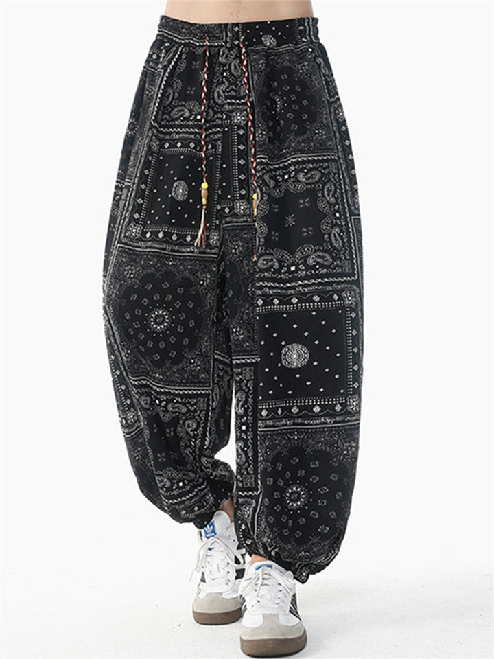 Men's Summer Casual Ethnic Style Print Bloomers Jogging Pants