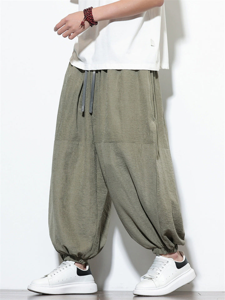 Men's Chinese Style Lightweight Baggy Harem Jogger Pants
