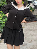 Women's Summer Contrast Color Lotus Short Sleeved Shirts