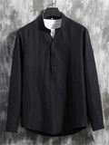 Men's Summer Cool Solid Color Texture Long Sleeve Shirt