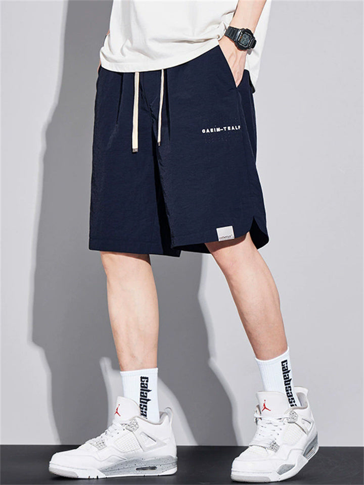 Men's Quick Dry Letter Print Drawstring Casual Bermuda Shorts
