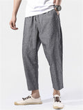 Men's Summer Stripe Drawstring Cropped Pants
