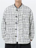 Men's Autumn Vintage Chinese Style Plaid Pockets Stand Collar Tangsuit Jackets