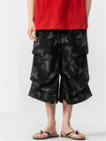 Men's Summer Comfy Hanfu Pleated Print Casual Capri Pants