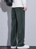 Autumn Casual Elastic Waist Loose Fit Straight Leg Pants for Men Daily Wear