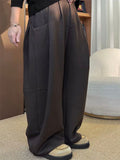 Men's High Street Style Loose Fit Pleated Casual Pants with Pockets
