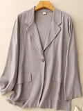 Women's Casual Solid Color Long Sleeve Suit Collar Jacket