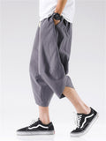 Men's Hem Side Slit Kung Fu Training Cropped Pants