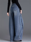 Women's Vintage High Waist Chic Baggy Wide Leg Denim Scimitar Pants
