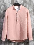 Men's Summer Cool Solid Color Texture Long Sleeve Shirt