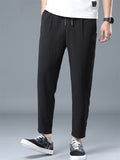 Men's Summer Solid Color Cool Drawstring Cropped Pants