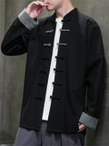 Men's Chinese Style Contrast Color Tang Suit Jacket with Frog Button