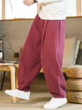 Men's Chinese Style Linen Blend Loose Fit Casual Bloomer Pants