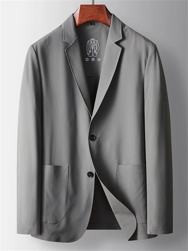 Men's Spring Solid Color Suit Collar Single Breasted Wash-and-wear Jackets