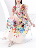 Women's Trendy Flowers Print V Neck Midi Dress