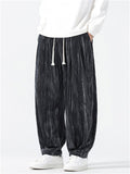Men's Comfy Autumn Velvet Wrinkled Elastic Waist Drawstring Pants