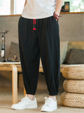 Men's Casual Breathable Linen Blend Loose Cuffed Cropped Pants