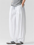 Japanese Style Casual Summer Pleated Wide Leg Cargo Pants Unisex