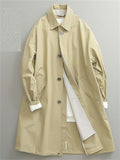 Men's Contrast Color Single-breasted Lapel Mid-length Trench Coat