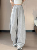 Women's Casual Rhinestone High Waist Baggy Wide Leg Sweatpants