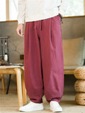 Men's Chinese Style Linen Blend Loose Fit Casual Bloomer Pants