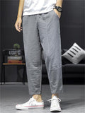 Men's Casual Cozy Striped Cropped Harem Pants