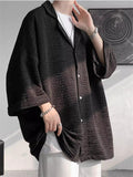 Men's Casual Solid Color Textured 3/4 Sleeve Cardigan Shirt