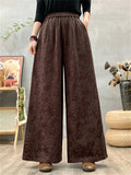 Women's Ethnic Style Jacquard Elastic High Waist Wide Leg Straight Pants