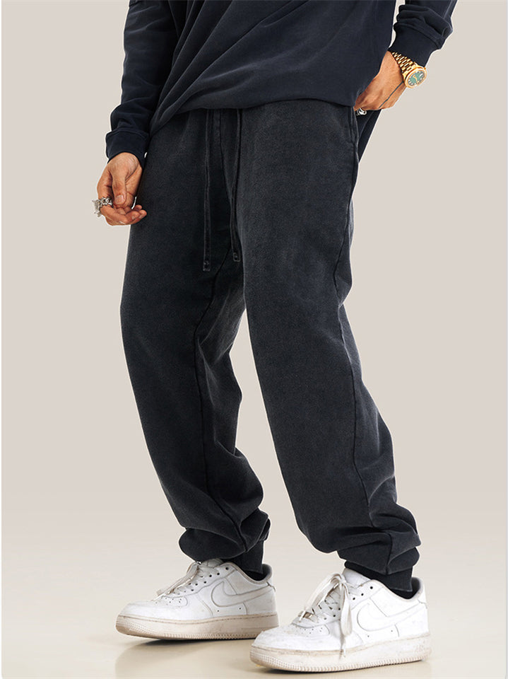 Men's Cotton Retro Large Size Distressed Jogger Sweatpants