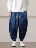 Male Loong Graphic Ankle-tied Ice Silk Lantern Pants