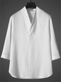Men's Summer Cool Zen Style Stand Collar Half Sleeve Shirt