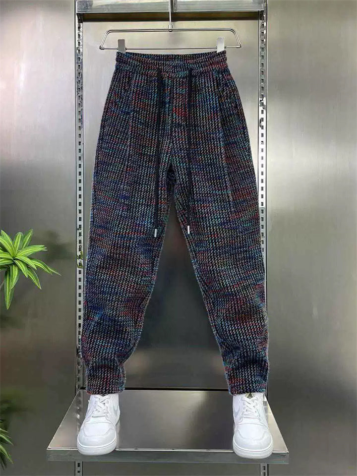 Men's Color Block Casual Knitted Pants Anti-Wrinkle Winter Daily Wear