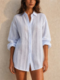 Women Breathable Button Down Long Sleeve Oversized Shirt