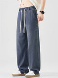 Men's Comfy Breathable Drawstring Drape Straight Leg Denim Pants