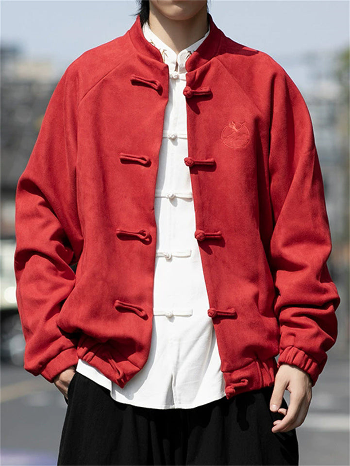 Men's Casual Chinese Style Embroidered Mandarin Collar Tang Jacket